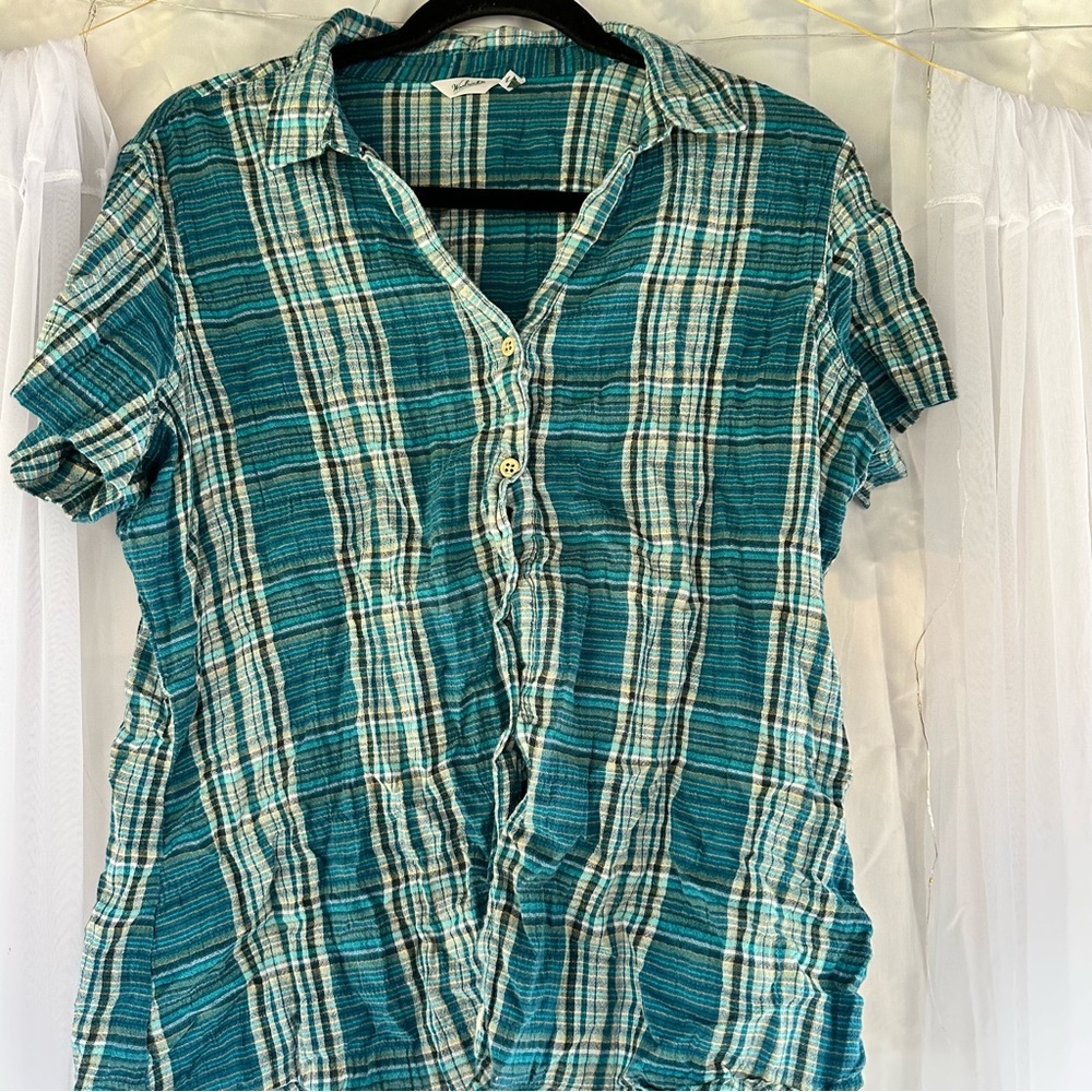 Woolrich Turquoise Plaid Button-Down Shirt